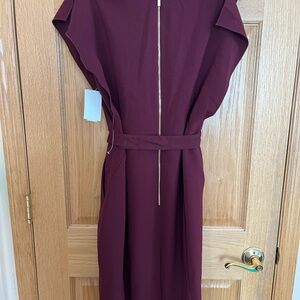 Eliza J Wine Midi Dress with Belt